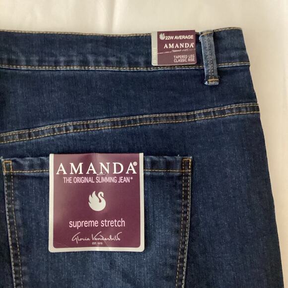 Gloria Vanderbilt Amanda Tapered Leg Jeans 22W Classic Rise Slimming NWT Stretch - Picture 6 of 10